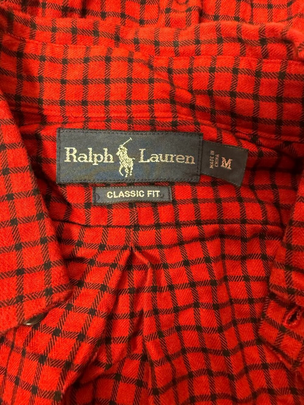Ralph Lauren Classic Fit Red & Black Check/Plaid Button Down Sz M - Picture 2 of 9